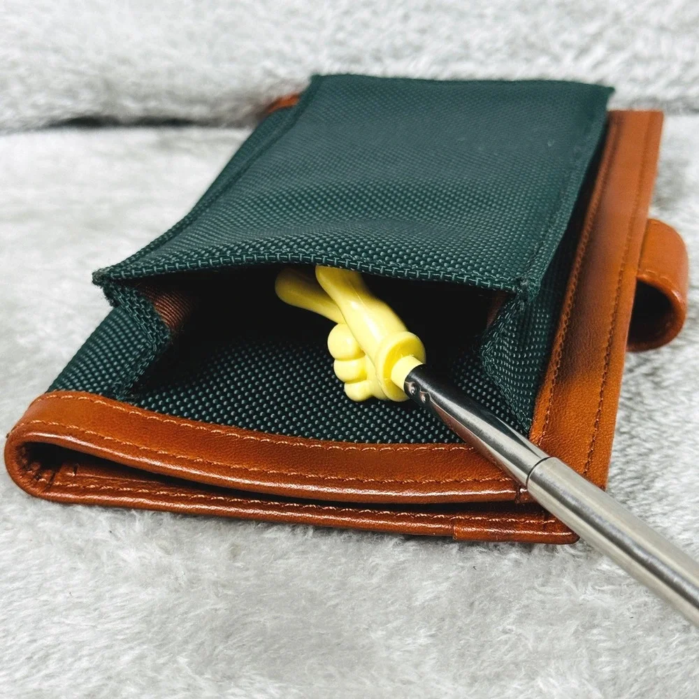 Vintage Orvis Leather Canvas Wallet Organizer Passport Checkbook Holder Green